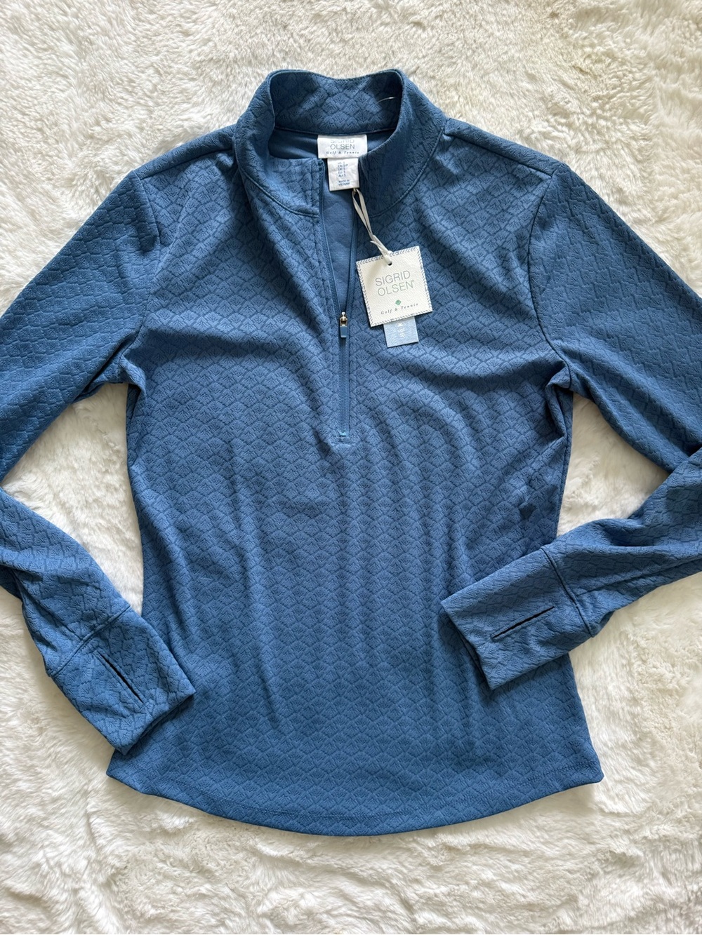 NWT Sigrid Olsen Women's Blue Quarter-Zip Golf & Tennis Pullover